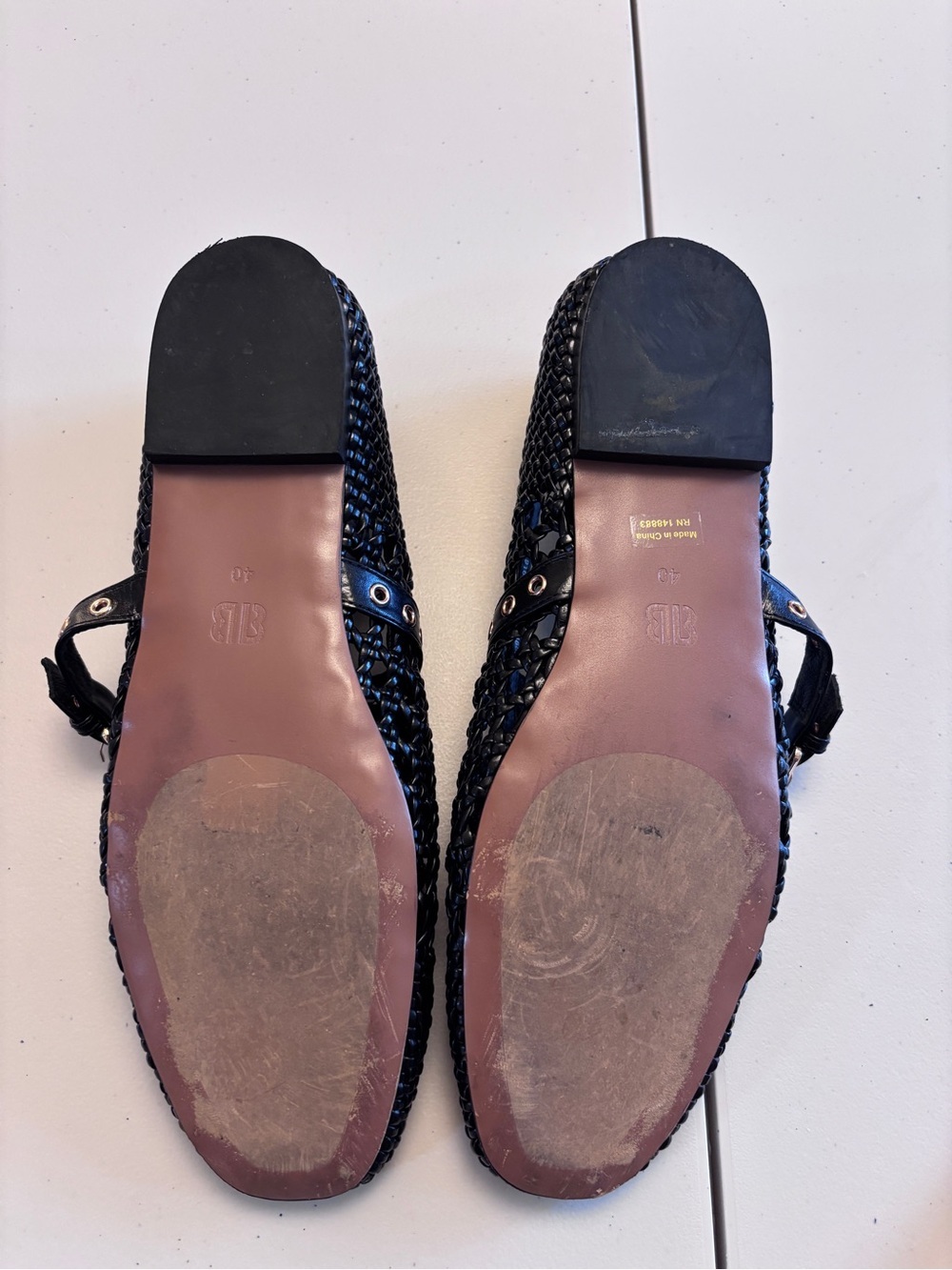 Bibi Lou Woven Moto Ballet Flat Size 40 Mary Jane Eyelet Strap Leather Boho Chic - Picture 8 of 10